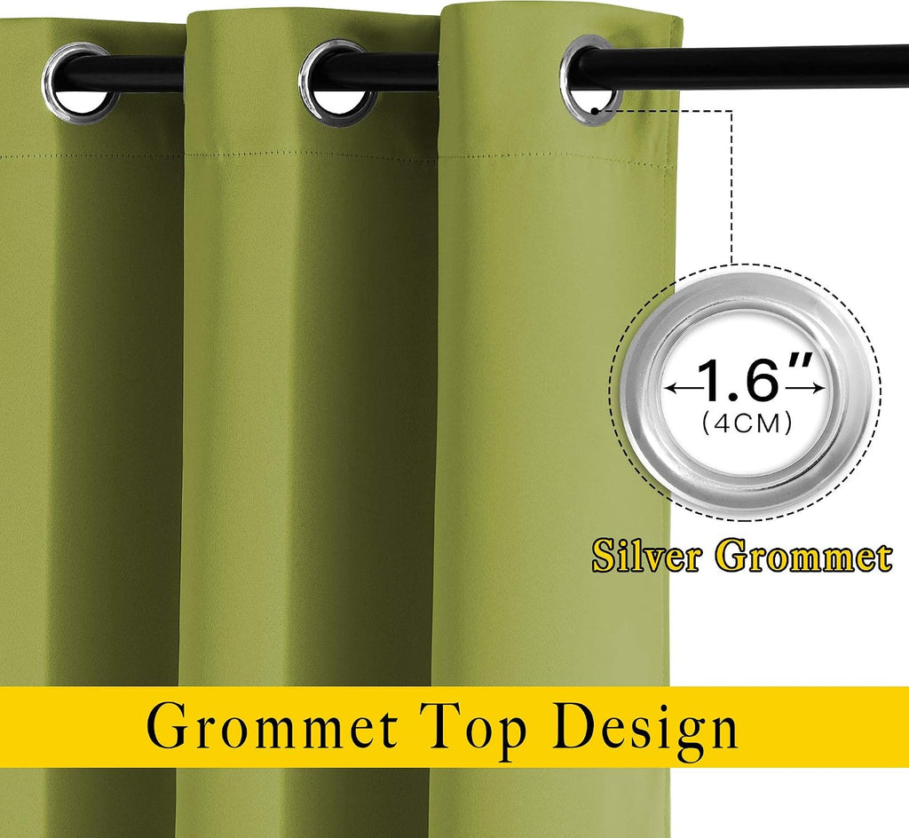 Nicetown Green Blackout Draperies Curtains - Window Treatment Thermal Insulated Solid Grommet Blackout Curtains/Drapes for Bedroom (Set of…