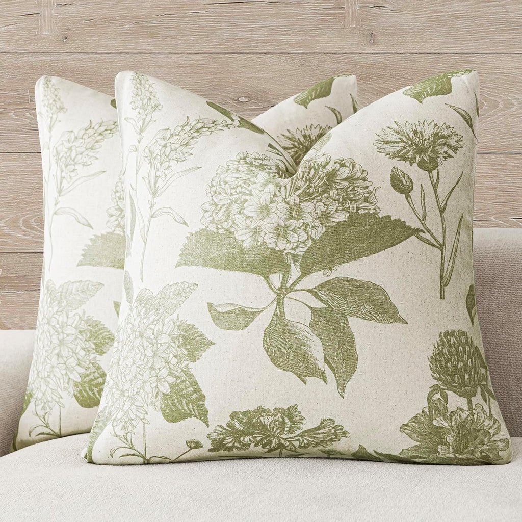 Foindtower Set of 2 Linen Floral Throw Pillow Covers Vintage Accent Print Decorative Cozy Cushion Covers Farmhouse Boho Home Decor for…