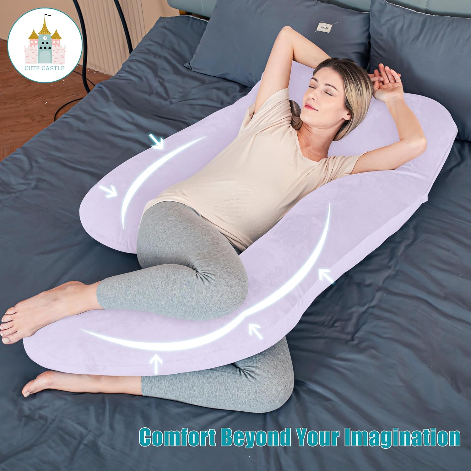 Cute Castle Pregnancy Pillows, Soft U-Shape Maternity Pillow with Removable Cover - Full Body Pillows for Adults Sleeping - Pregnancy…