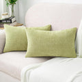 Hwy50 HWY 50 Spring Sage Green Lumbar Throw Pillow Covers 12x20 Inch Pack of 2, Soft Chenille Rectangle Decorative Cushion Cases for Couch…
