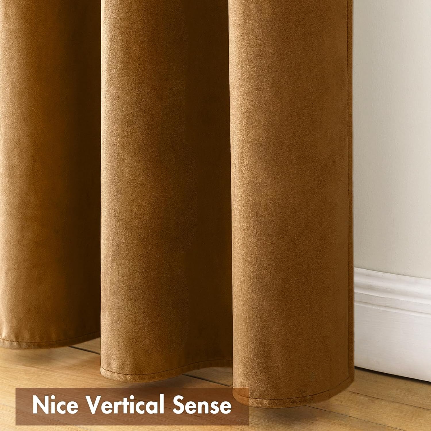 MIULEE Golden Brown Velvet Curtains Thermal Insulated Blackout Curtain Drapes for Bedroom Living Room Darkening 72 Inches Long Curtains…