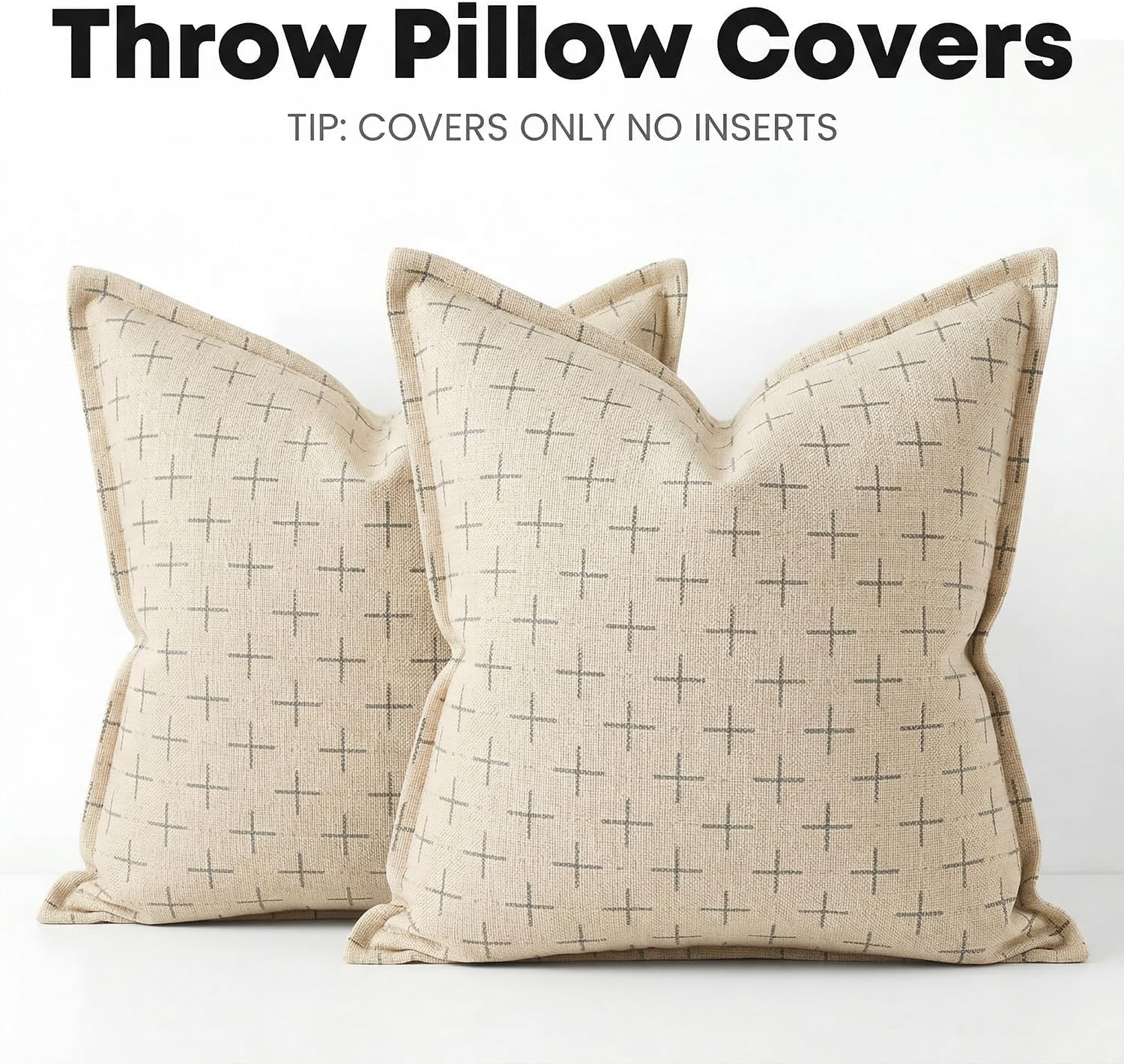AVOINcolorlife AVOIN colorlife Pack of 2 Decorative Throw Pillow Covers 20x20 Inch, Flange Edges Woven Textured Cushion Case Home Decor for…