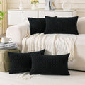 Cozoomy Set of 4 Black Decorative Throw Pillow Covers 12x20 Inch Corduroy Pillow Covers for Bed Couch Sofa Living Room Soft Cushion Cases 2…