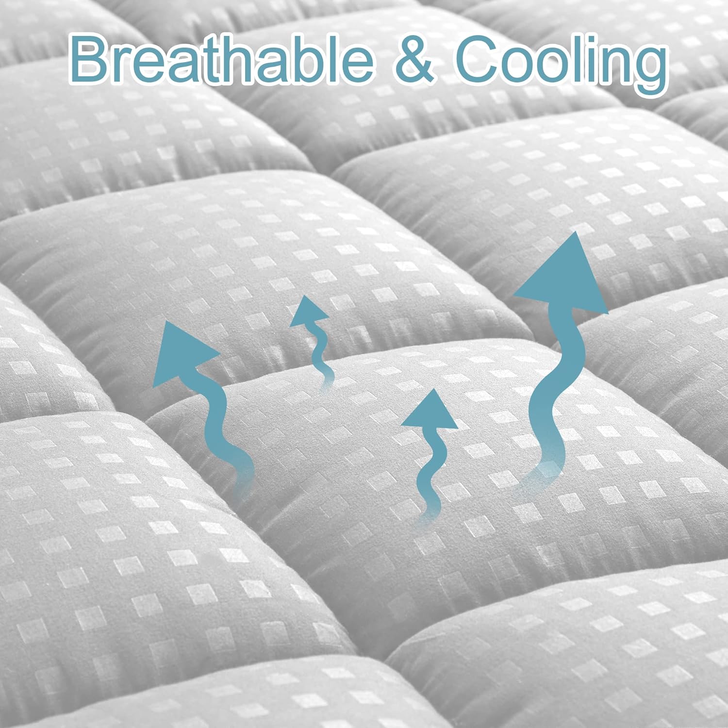 HYLEORY Queen Mattress Pad Quilted Fitted Mattress Protector Cooling Pillow Top Mattress Cover Breathable Fluffy Soft Mattress Topper…