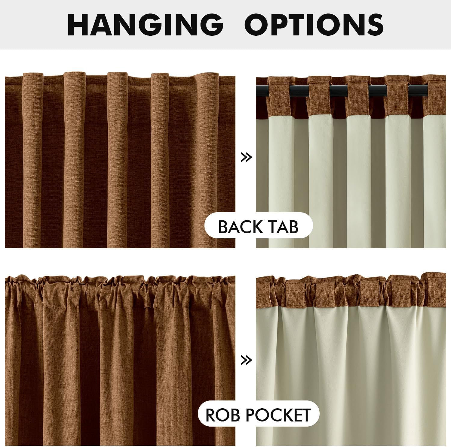 Miulee 100% Blackout Linen Curtains for Bedroom, Brown Solid Luxury Decor Thermal Insulation Room Darkening Drapes for Living Room Nursery…