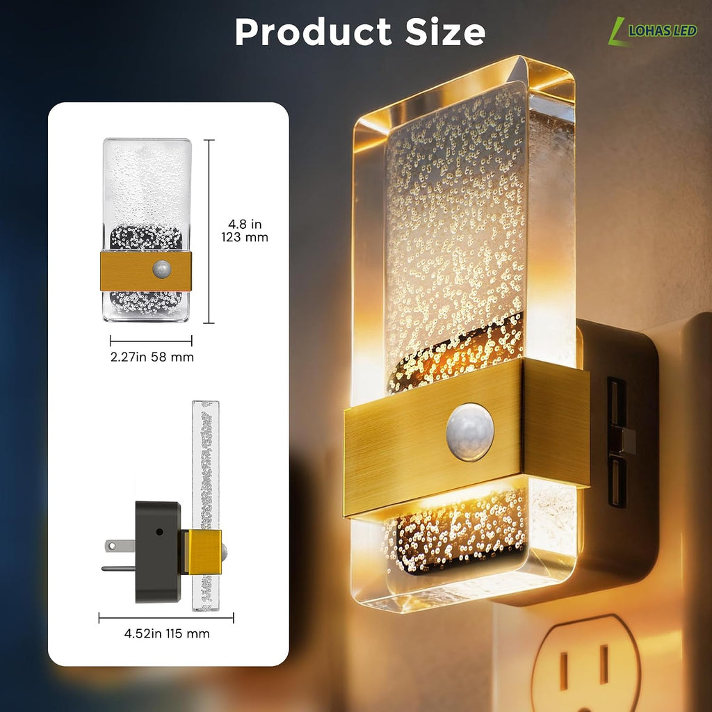 L LOHAS LED Motion Sensor Night Light, 2 Pack Night Lights Plug Into Wall Motion Activated and Dusk to Dawn Sensor, 0-100LM Dimmable…