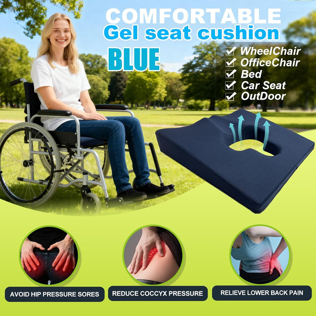 FoKon Gel Wheelchair Seat Cushion, Bed Sore Cushions for Butt, Gel Cushion for Pressure Relief, Donut Pillow for Tailbone, Sciatica, Coccyx, hem…