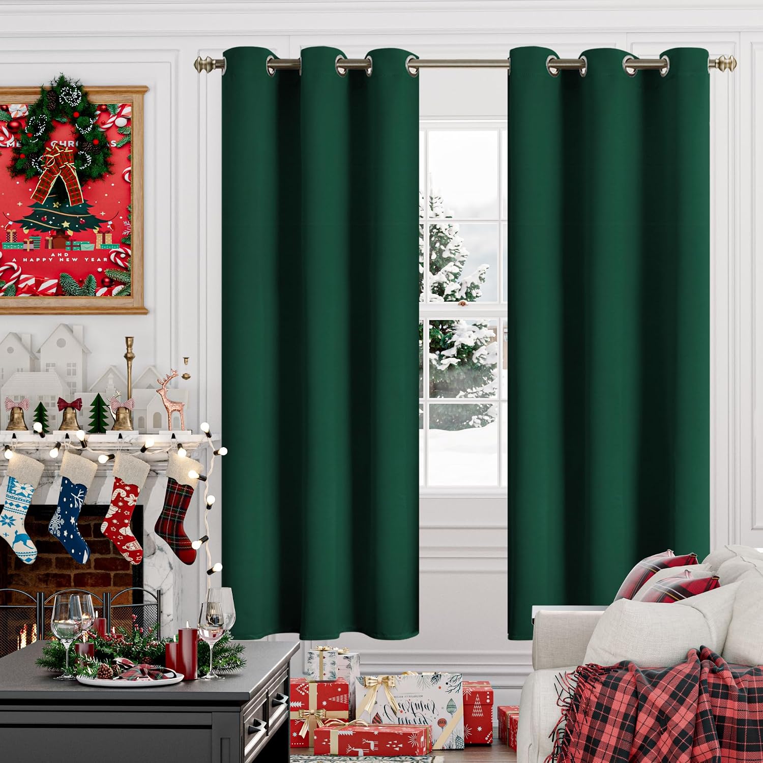 YoungsTex Emerald Green Blackout Curtains for Bedroom 72 Inch Length - Thermal Insulated Window Drapes with Grommet Room Darkening Privacy…