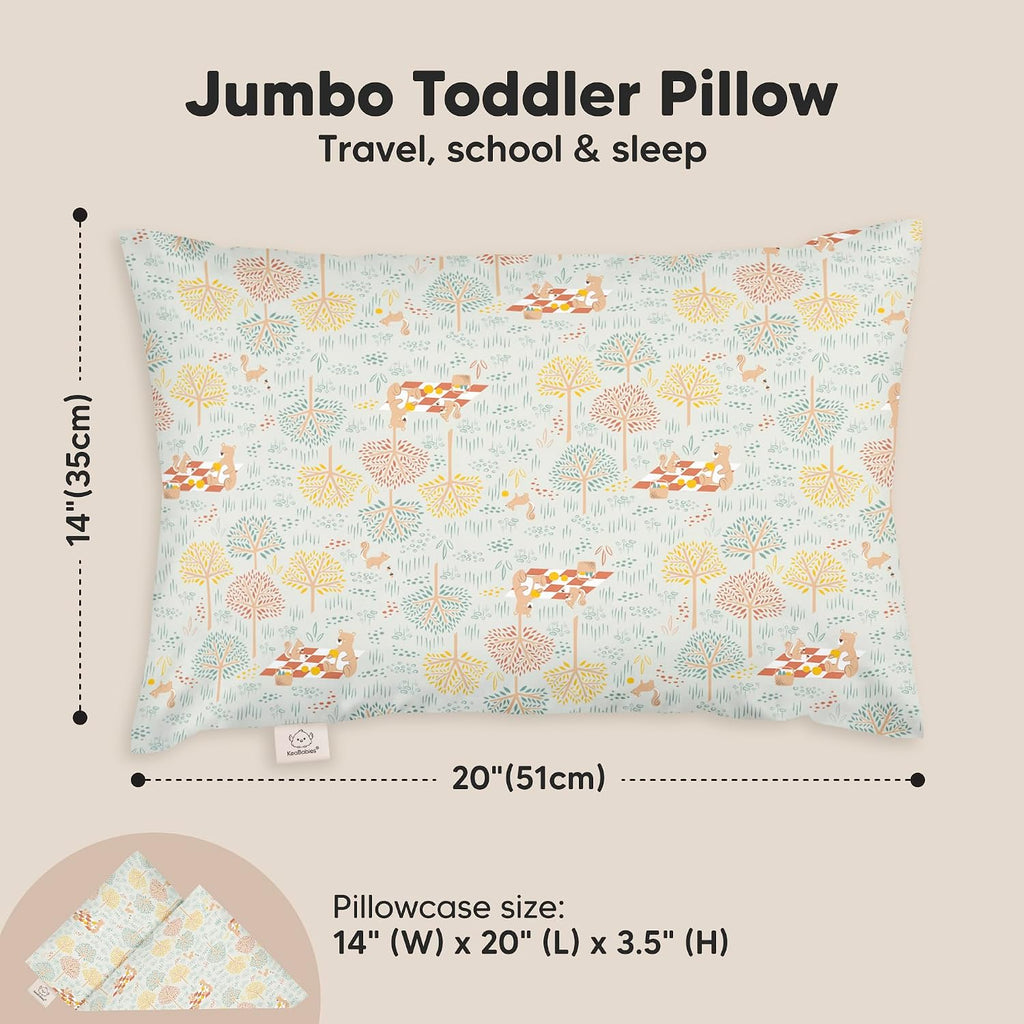 KeaBabies Toddler Pillow with Pillowcase, Jumbo 14X20 - Soft Organic Cotton Toddler Pillows for Sleeping - Machine Washable - Perfect for…