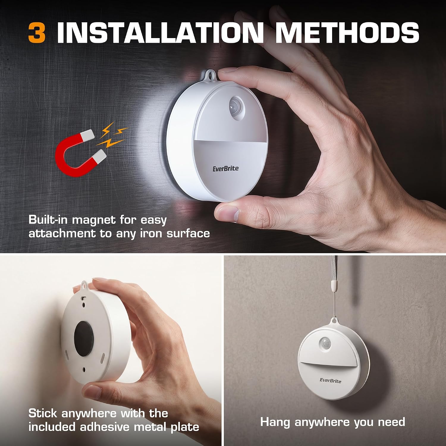 EverBrite LED Motion Sensor Night Light, Automated On & Off, Cool White Motion Activated LED Night Light for Kitchen, Bathroom, Stairs…