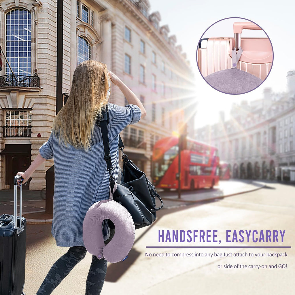 Fabuday Travel Pillow Memory Foam for Airplanes - Neck Pillow for Traveling, Car, Home, Flight Pillow for Sleeping with Attachable Snap Str…