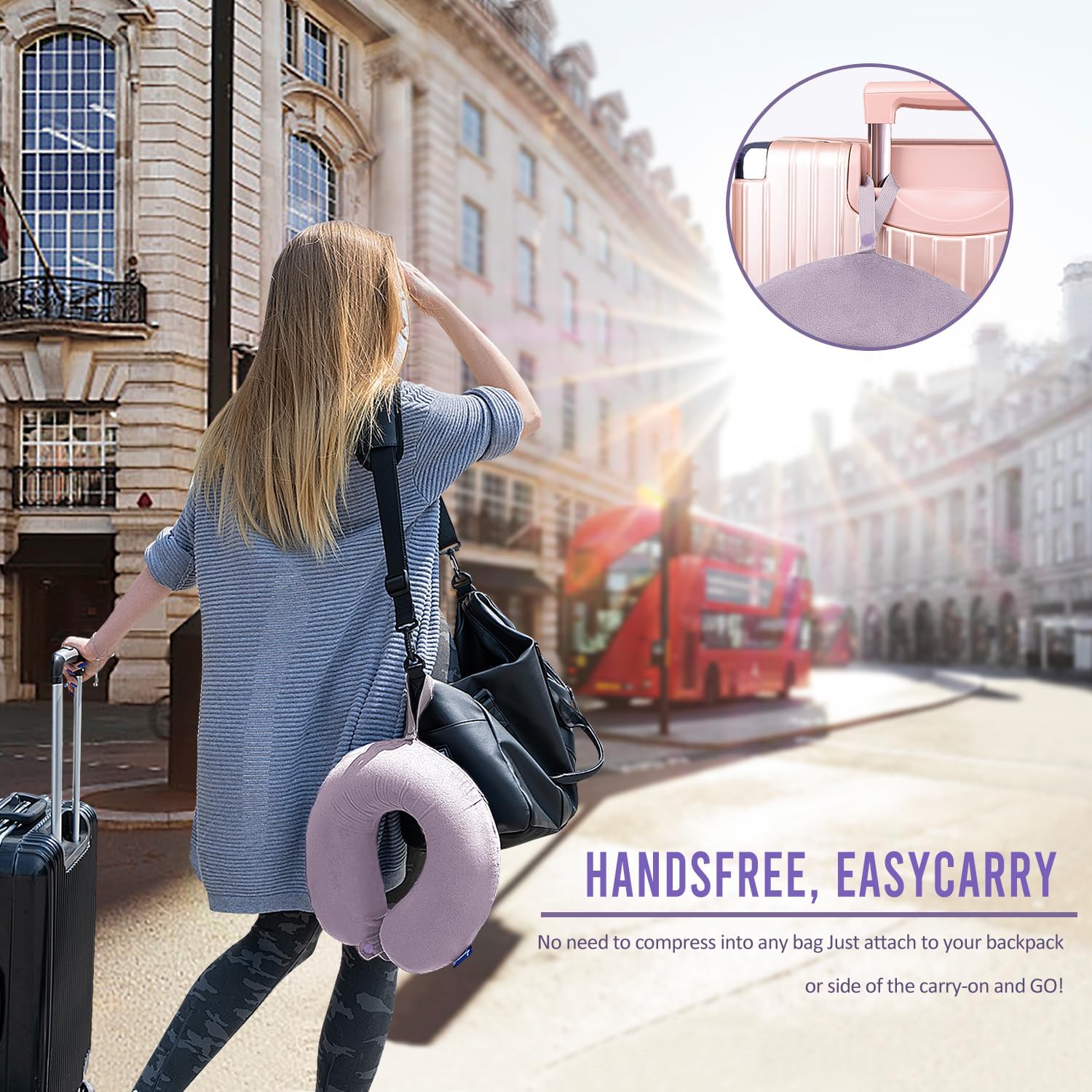 Fabuday Travel Pillow Memory Foam for Airplanes - Neck Pillow for Traveling, Car, Home, Flight Pillow for Sleeping with Attachable Snap Str…