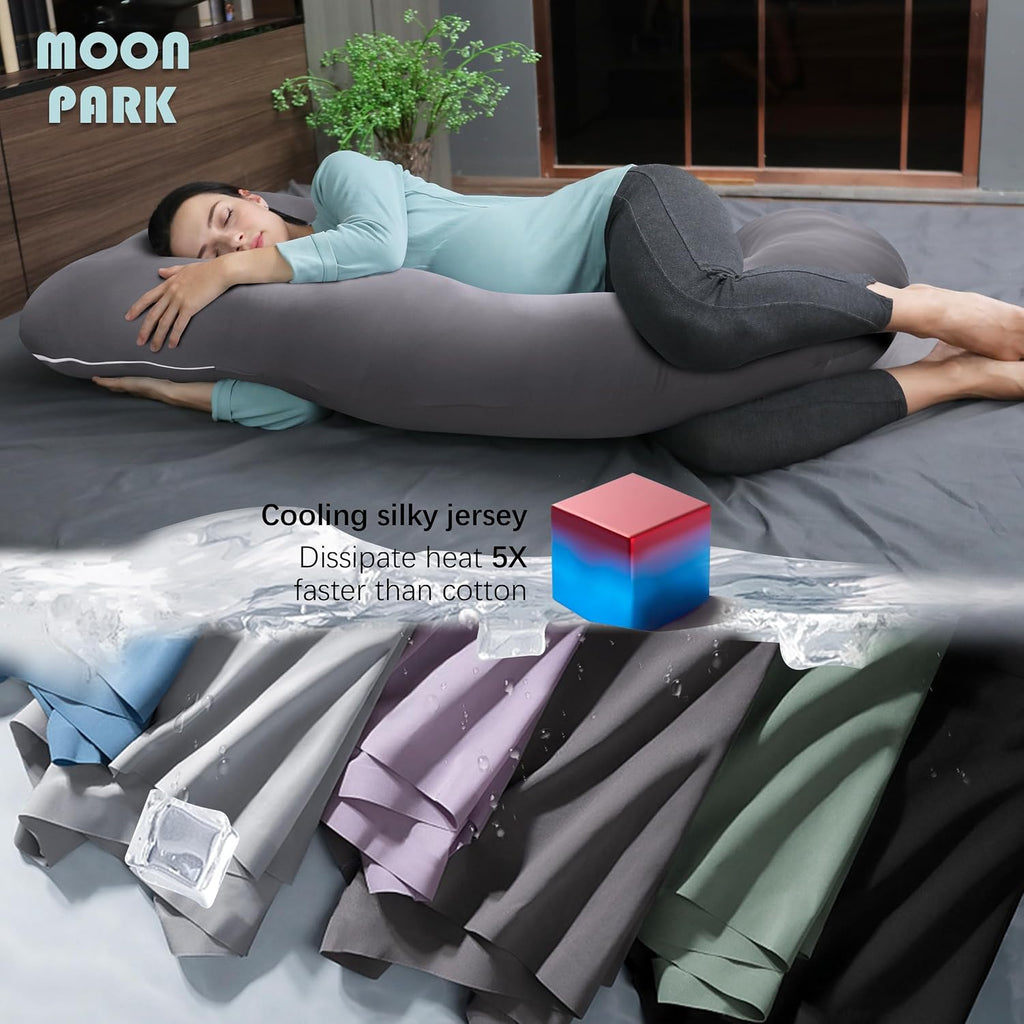 Moonpark MOON PARK Pregnancy Pillows for Sleeping - U Shaped Full Body Maternity Pillow with Removable Cover - Support for Back, Legs, Bell…