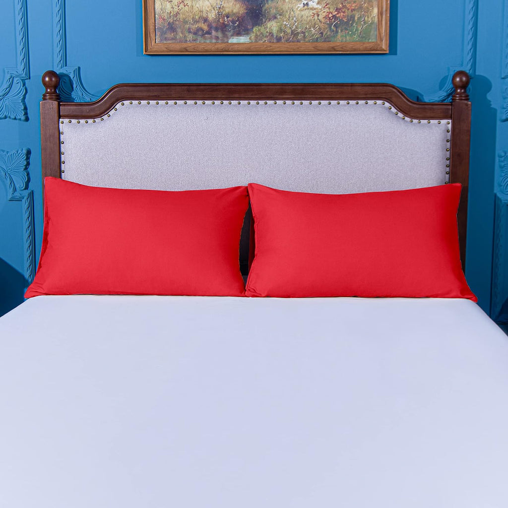 Ntbay King Pillowcase Set - 2 Pack Brushed Microfiber 20x40 Pillowcases - Soft, Wrinkle-Free, Fade-Resistant, Stain-Resistant, Red Pillowca…