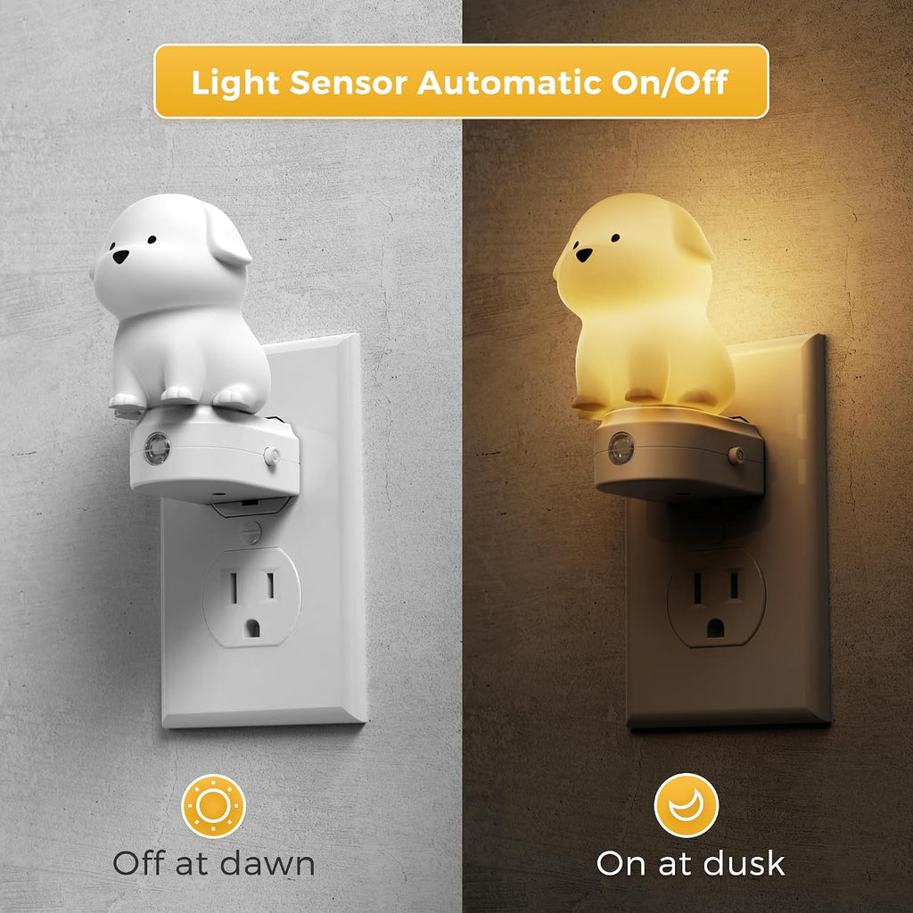 L LOHAS LED Plug in Night Light for Kids,2-Pack 3D Cute Puppy Night Lights with Dusk to Dawn Sensor,1600K/2700K/5000K 3CCT Dog Night…