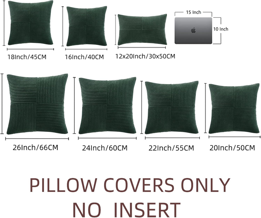 Fancy Homi Set of 2 Dark Green Samll Decorative Throw Pillow Covers 12x12 Inch for Living Room Couch Bed, Boho Farmhouse Forest Green…