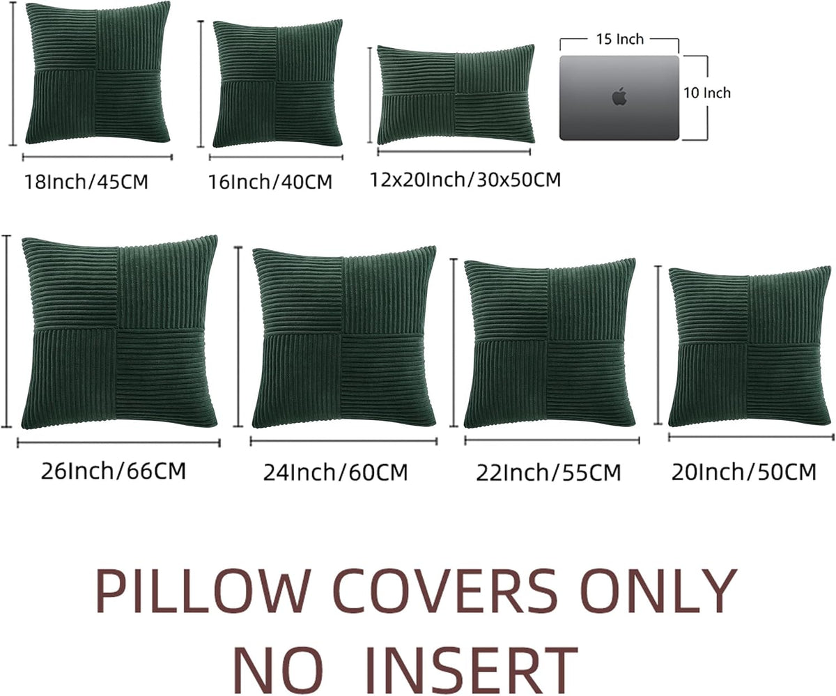 Fancy Homi Set of 2 Dark Green Decorative Throw Pillow Covers 16x16 Inch for Living Room Couch Bed, Boho Farmhouse Forest Green Home…
