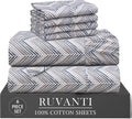 Ruvanti 100% Cotton Percale Sheets Full Size 6 Piece Set, Cooling Bed Sheets for Hot Sleepers, Deep Pocket 16”, Breathable Lightweight & Du…