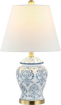 JONATHAN Y 22.25" Blue/White Chinoiserie Ceramic Urn Table Lamp, Traditional Classic Nightstand Lamp for Living Room Bedroom, White Linen…