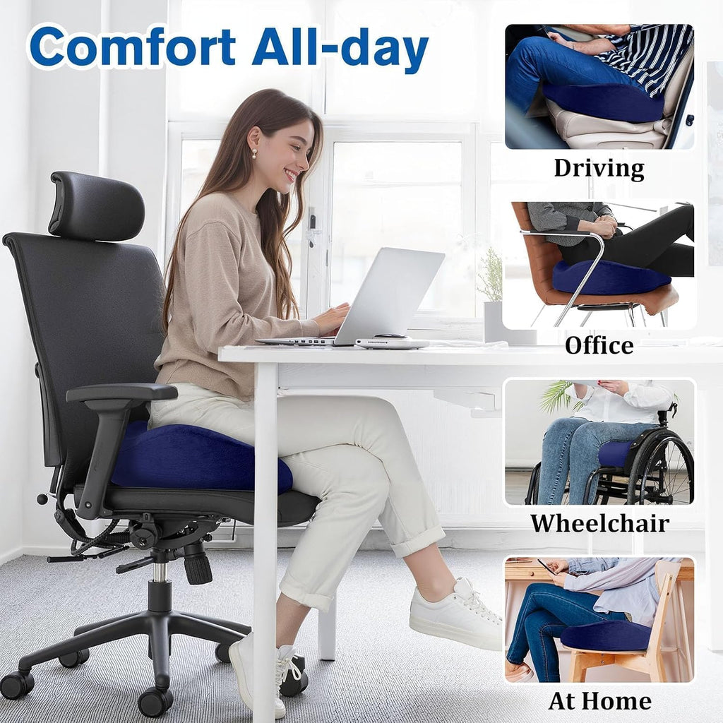 CushyOasis Seat Cushion, Gel Chair Cushions, Office Chair Cushions, Anti-Slip Bottom & Removable Cover Tailbone Cushion, Memory Foam Seat C…