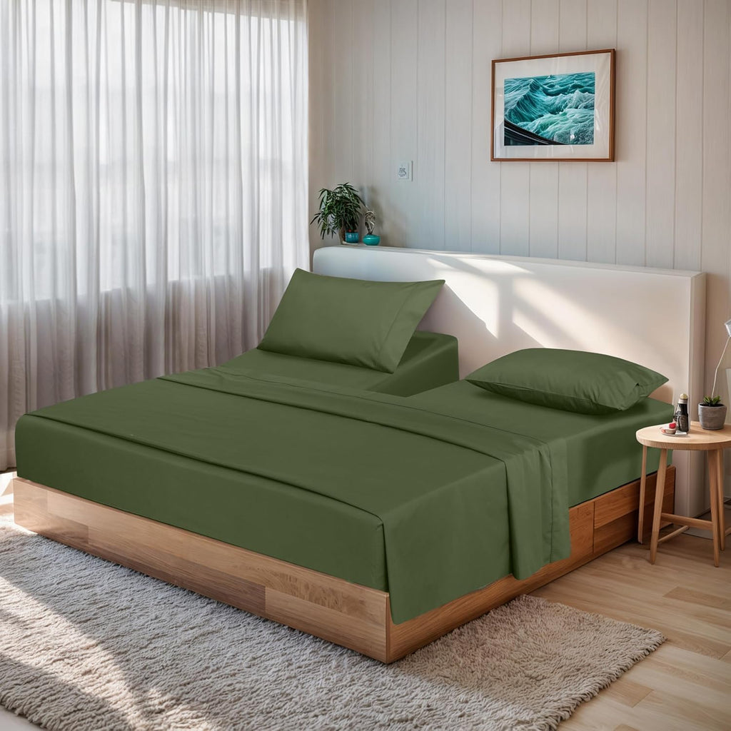 Ruvanti 100% Cotton Percale Sheets Split King Size – Crisp Cooling Bed Sheets for Hot Sleepers, Deep Pocket 16”, Soft Breathable & Durable…