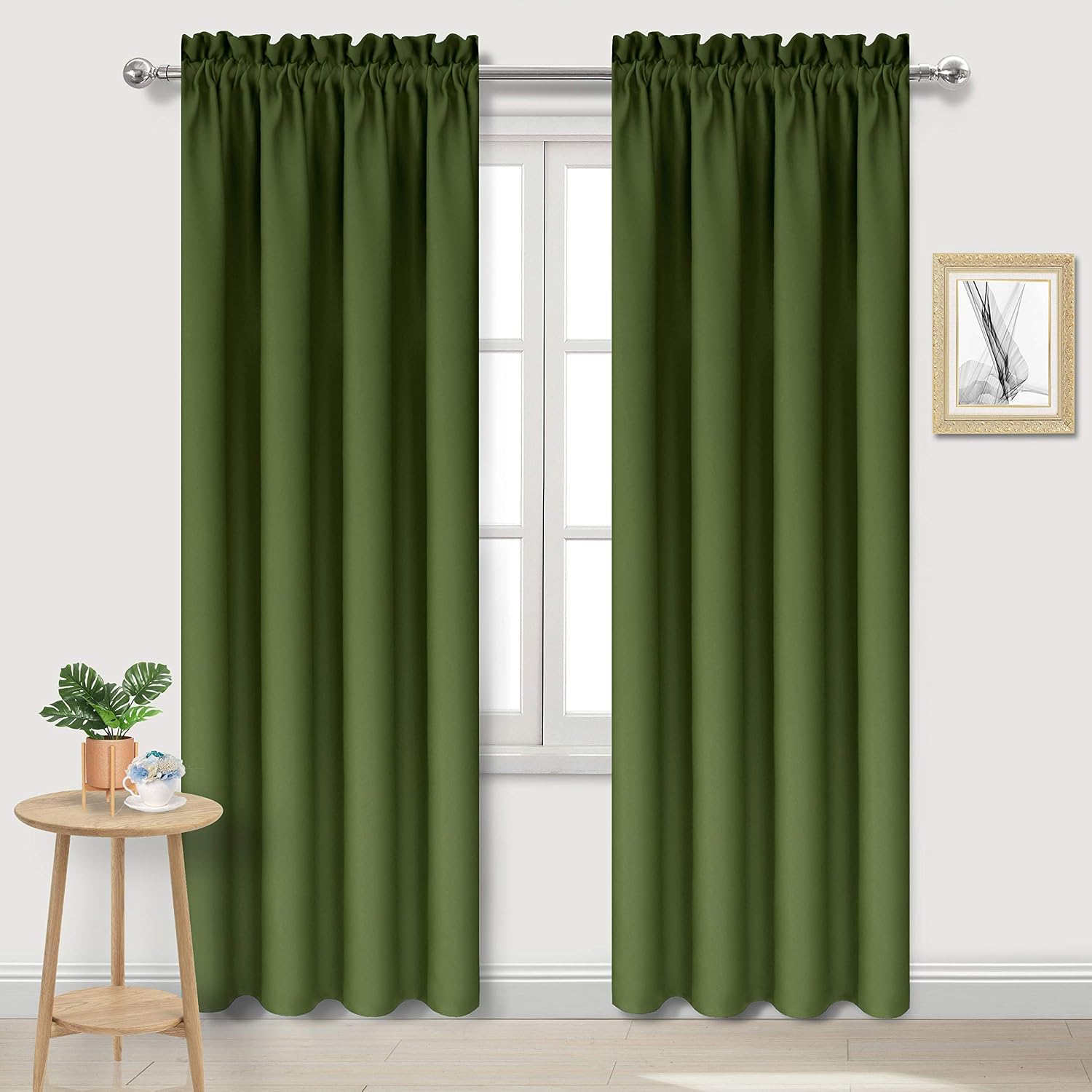 Dwcn Blackout Curtains Room Darkening Thermal Insulated Bedroom Curtains Window Curtain Panels, 38 x 84 inches Long, Set of 2 Olive Green R…
