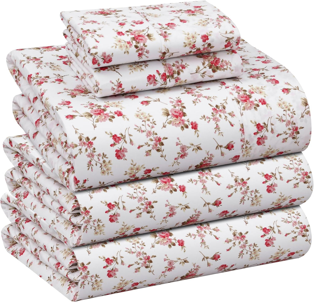 Ruvanti 100% Cotton Percale Sheets Split King Size – Crisp Cooling Bed Sheets for Hot Sleepers, Deep Pocket 16”, Soft Breathable & Durable…