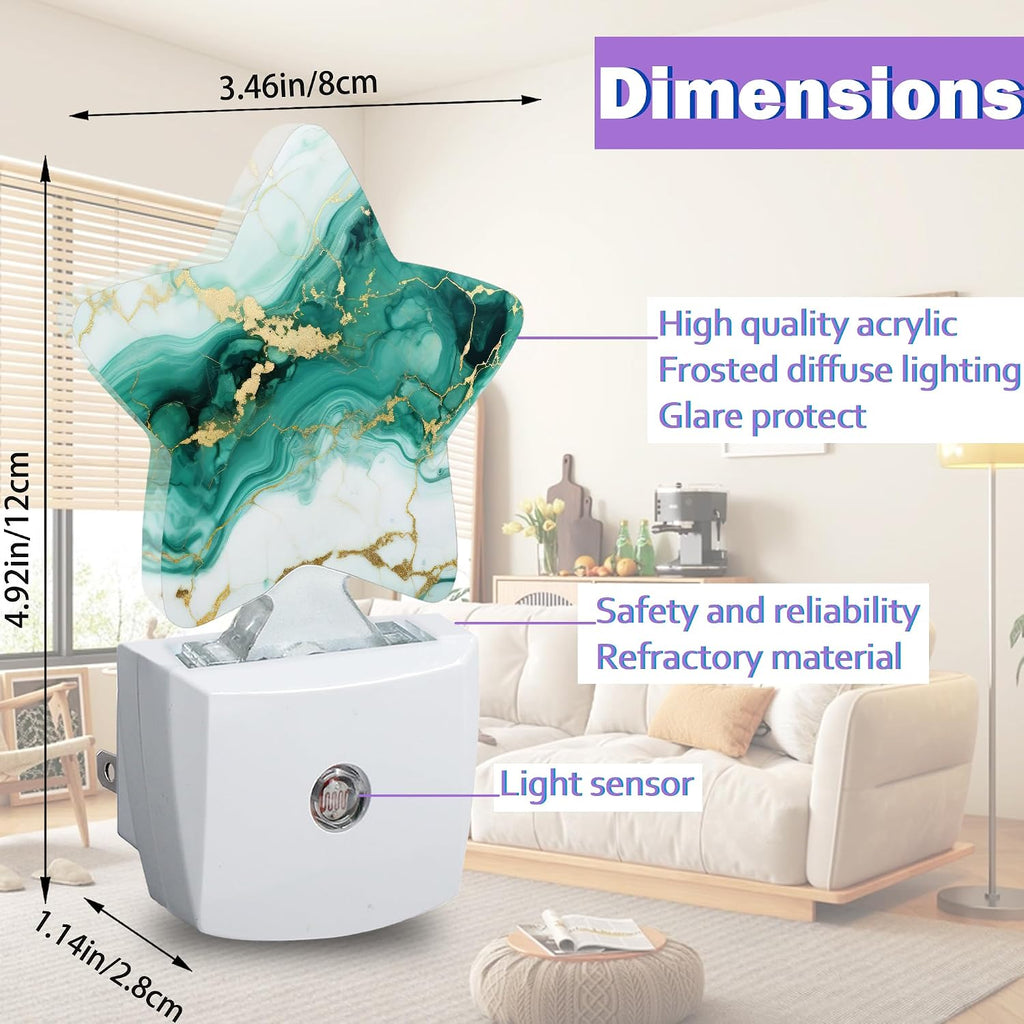 Green Gold Marble Night Lights Plug Into Wall Decorative, Modern Abstract Sleep Friendly Lamp, Energy Efficient Dusk-to-Dawn Sensor…