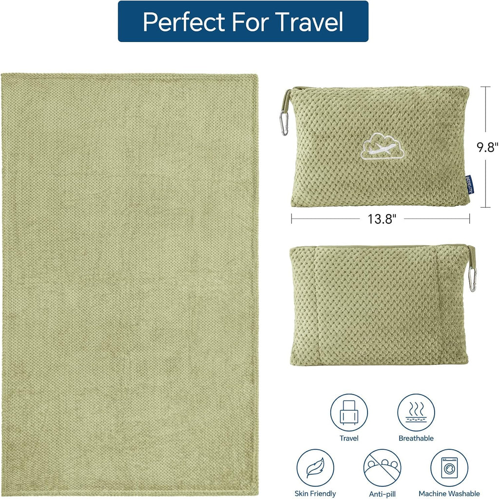 Bedelite Travel Blanket with Bag, Ultra-Soft Jacquard Fleece Blanket with Luggage Sleeve & Backpack Clip, Airplane Blanket Travel Essential…