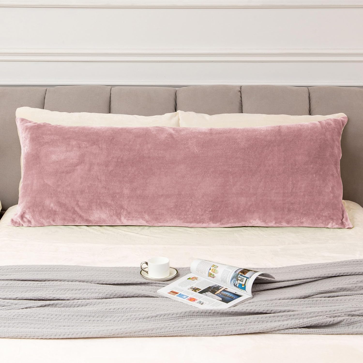 Bedelite Body Pillow Cover with Zipper Closure, Super Soft and Cozy Fuzzy Fleece Pillowcase 20 x 54 Inches, Luxury Fluffy Plush Long Body P…