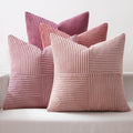 Miulee Pink Spring Throw Pillow Covers 20x20 Inch Set of 4 Boho Farmhouse Cushion Cases Decorative Gradient Pillow Cases Corduroy Striped H…