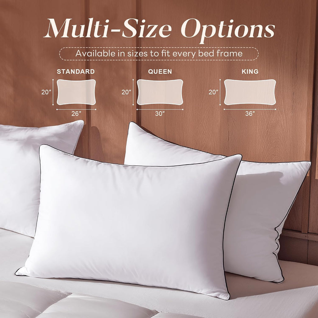 AQUZIN Feather Down Pillows King Size Set of 2, Luxury Hotel Collection Bed Pillow for Sleeping, 2 Pack, Fluffy Plush for Side, Back…