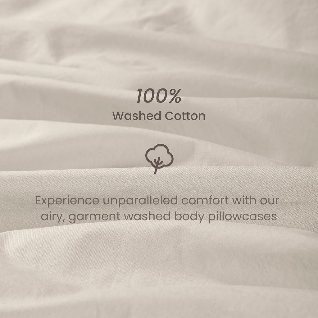 Bioweaves 100% Organic Washed Cotton Percale Weave Body Pillow Cover GOTS Certified Body Pillow Pillowcase – 21” x 54”, F Dew Cotton