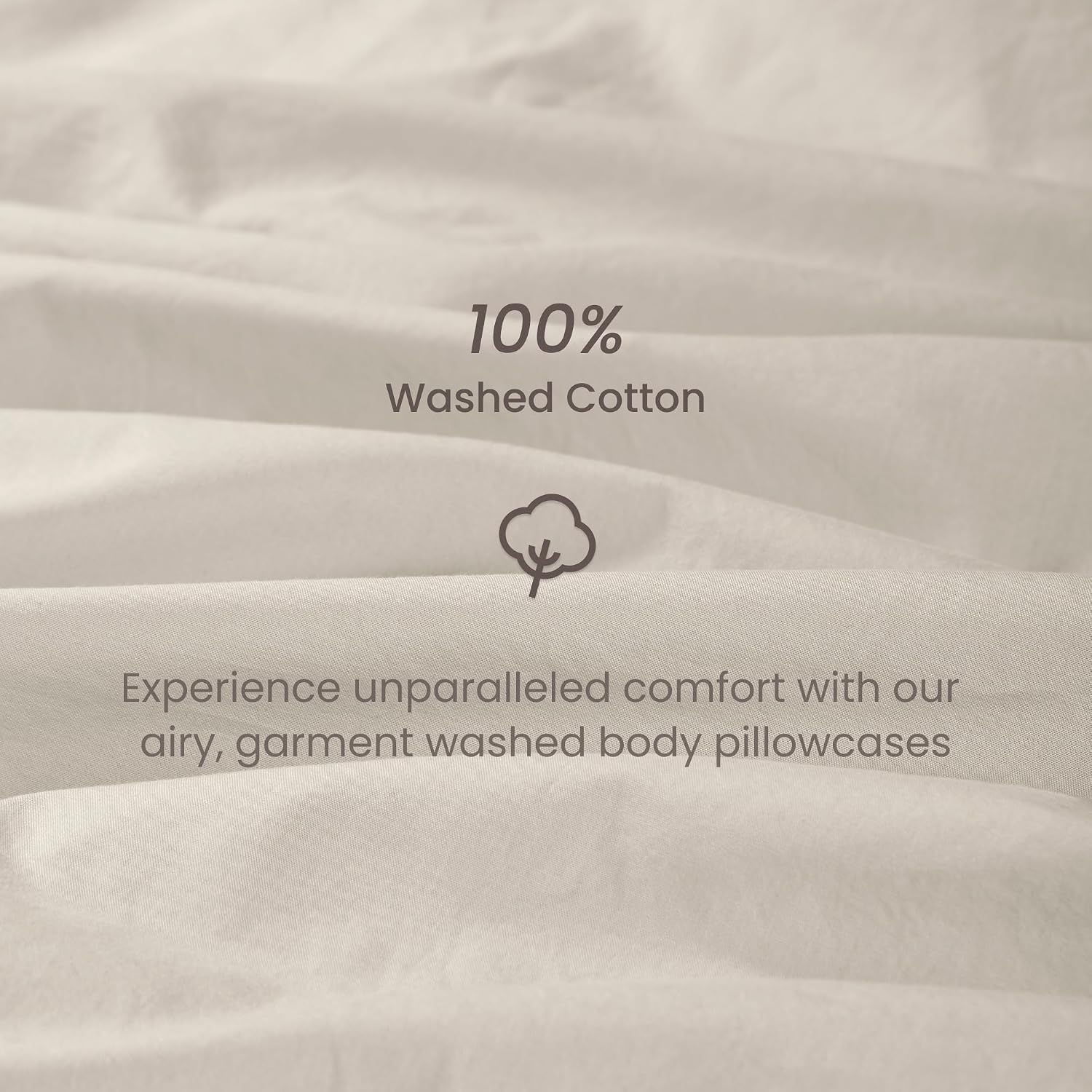 Bioweaves 100% Organic Washed Cotton Percale Weave Body Pillow Cover GOTS Certified Body Pillow Pillowcase – 21” x 54”, F Dew Cotton
