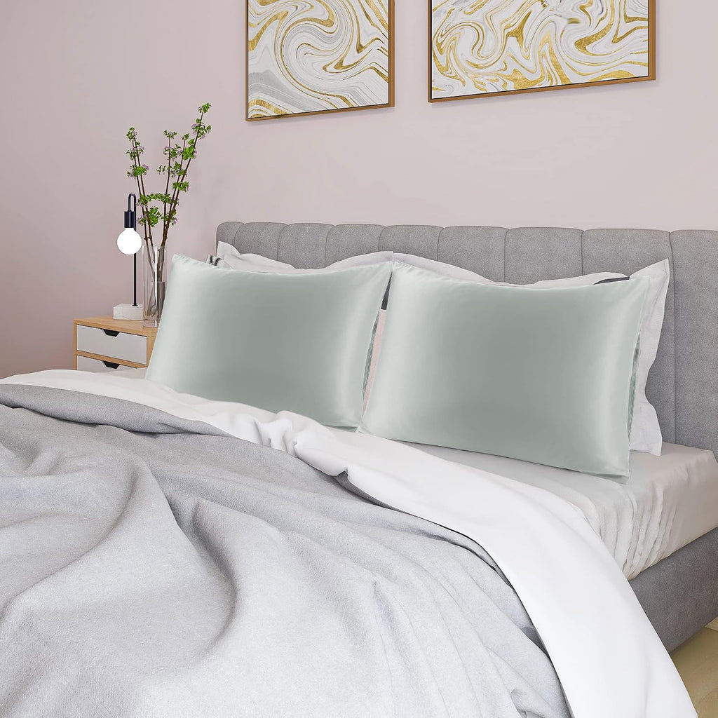 uxcell 2 Pack Silk Satin Pillowcase for Hair and Skin, Cool, Silky, Soft Breathable Pillow Cases Queen Size 20x30 Inch Sateen Pillowcase Li…