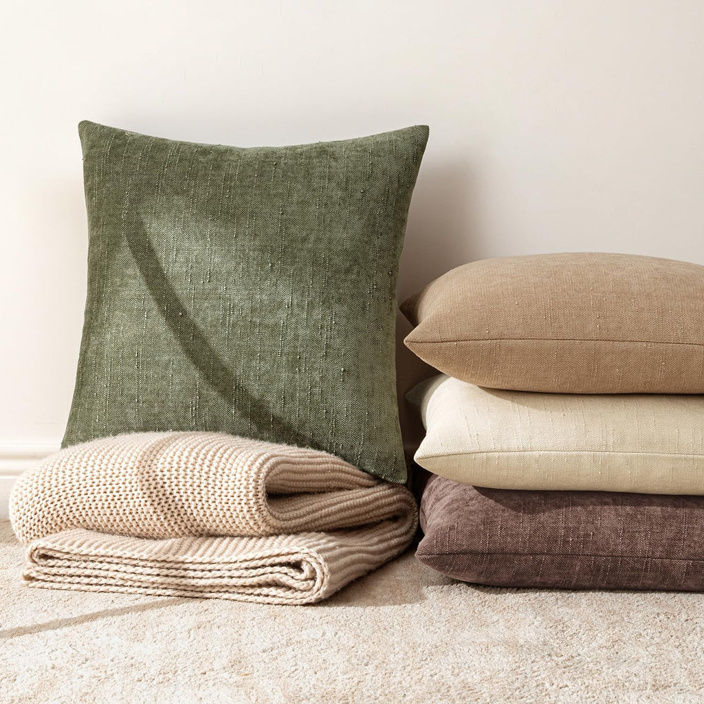MIULEE Pack of 2 Decorative Throw Pillow Covers Soft Chenille Christmas Throw Pillows Solid Textured Cushion Covers for Spring Couch Sofa…