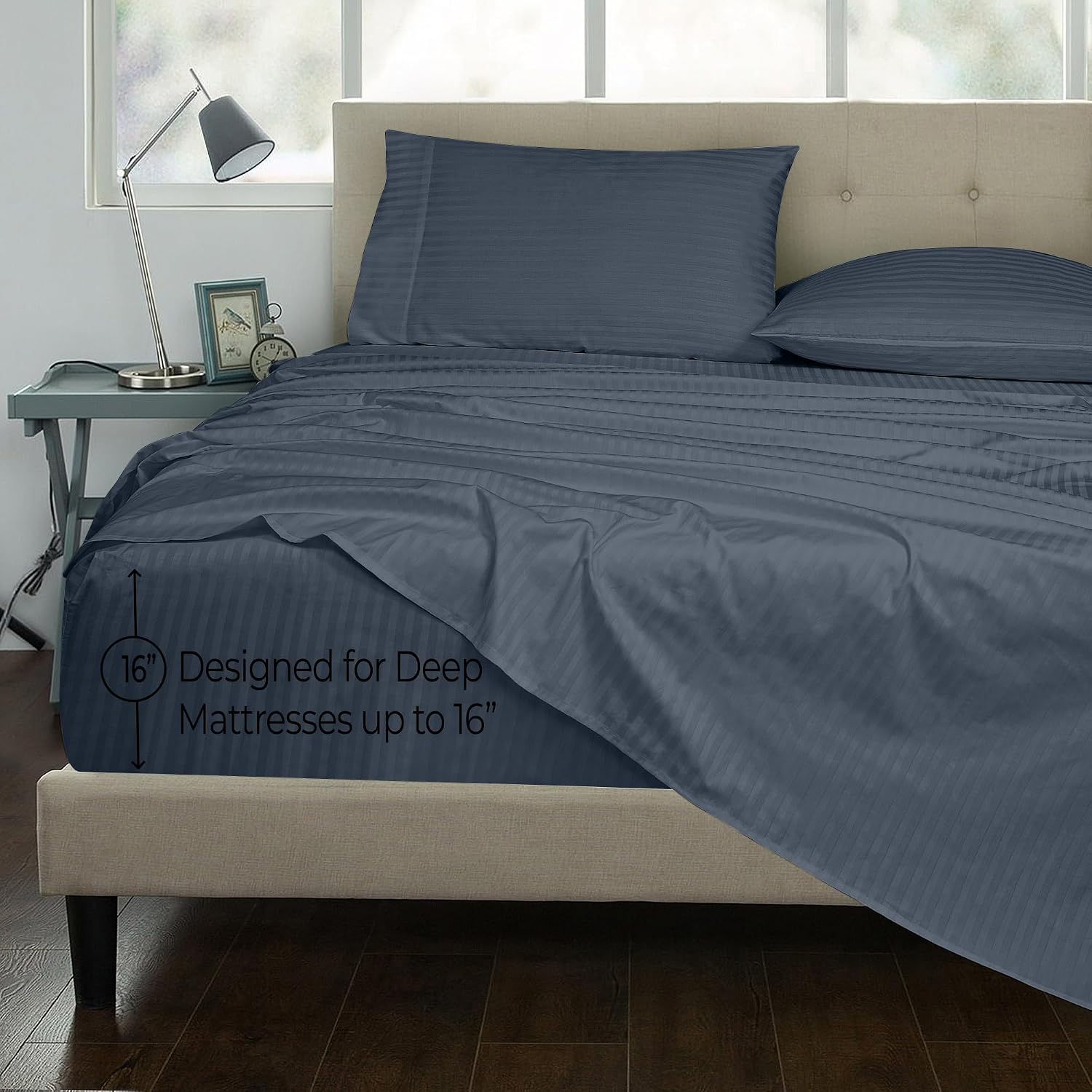 Royalelinens ROYALE LINENS 300 Thread Count 100% Long Staple Combed Cotton Printed Sheet Set - 4 Piece Full Bed Sheets - 1 Fitted, 1 Flat,…