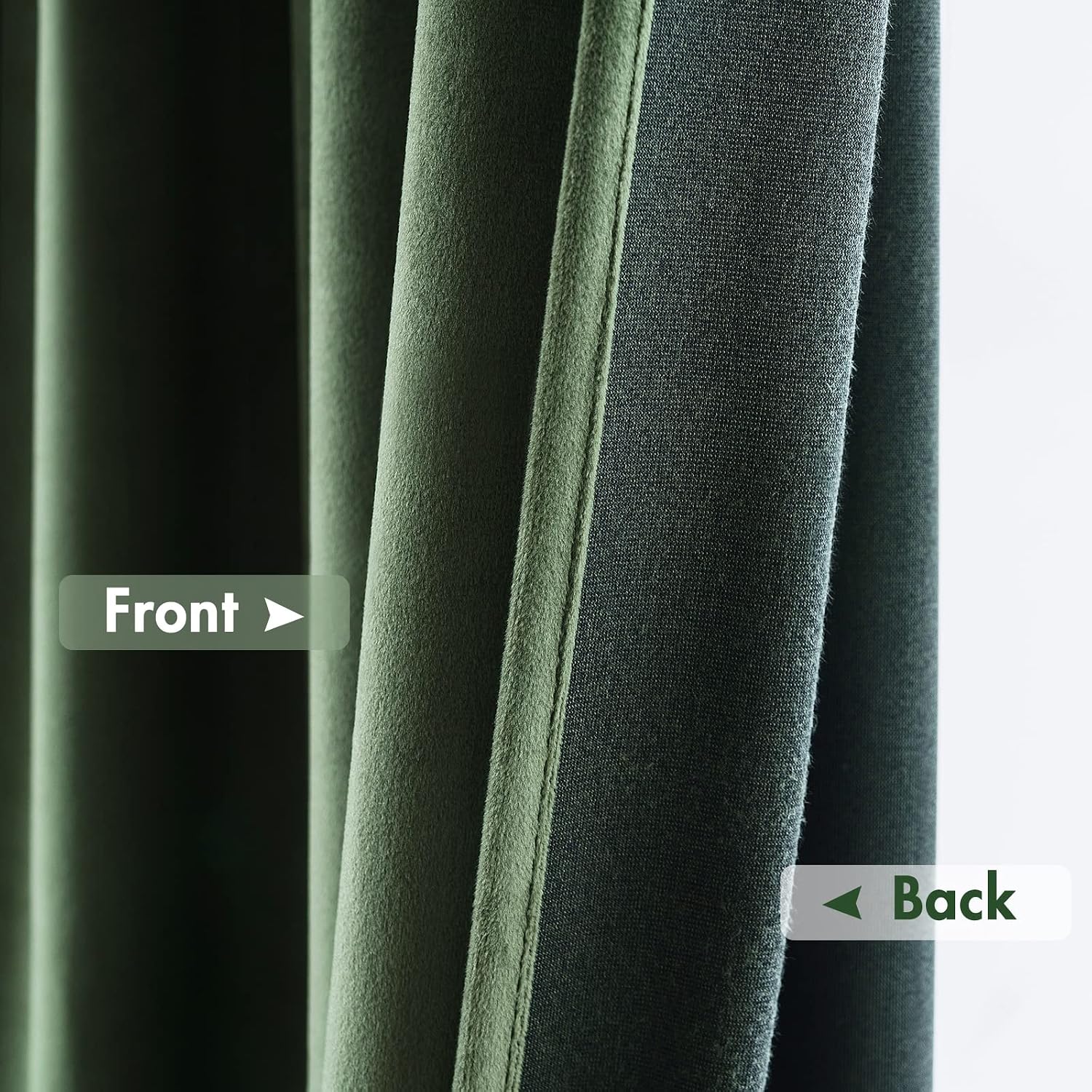 MIULEE Olive Green Velvet Curtains Thermal Insulated Blackout Curtain Drapes for Bedroom Living Room Darkening 63 Inches Long Curtains…