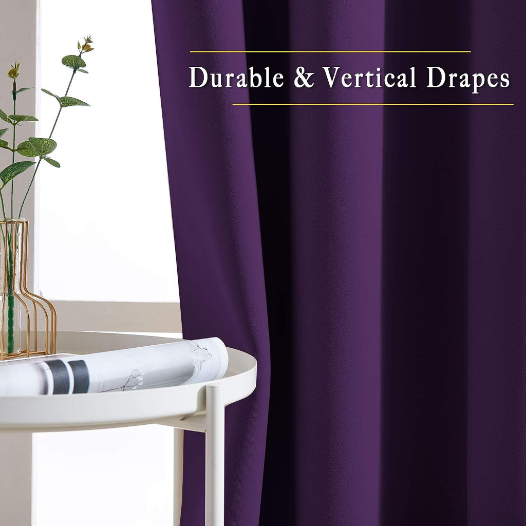 Nicetown Blackout Curtains Drapery Panels - Window Treatment Royal Purple Blackout Curtains/Panels for Bedroom/Living Room Window, 84 inche…