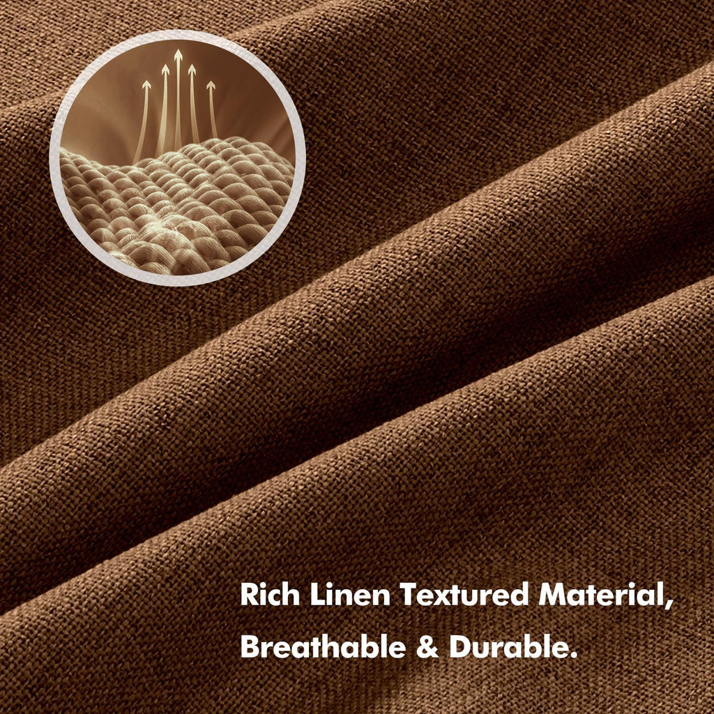 Miulee 100% Blackout Linen Curtains for Bedroom, Brown Solid Luxury Decor Thermal Insulation Room Darkening Drapes for Living Room Nursery…