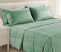 Casa Platino 100% Cotton Sheets Queen Size Set - 6 Pcs (1 Flat, 1 Fitted, 4 Pillowcases) - Striped 500 TC - Ultra Smooth Sateen Weave Bed…