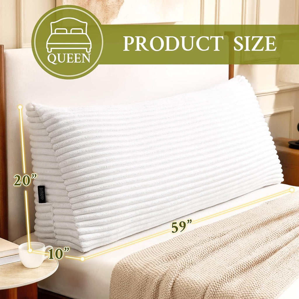 Zonamat Headboard Pillow Queen, Headboard Wedge Pillow, Back Rest Pillows for Sitting, Reading, Working, Triangle Pillow with Removable Cov…
