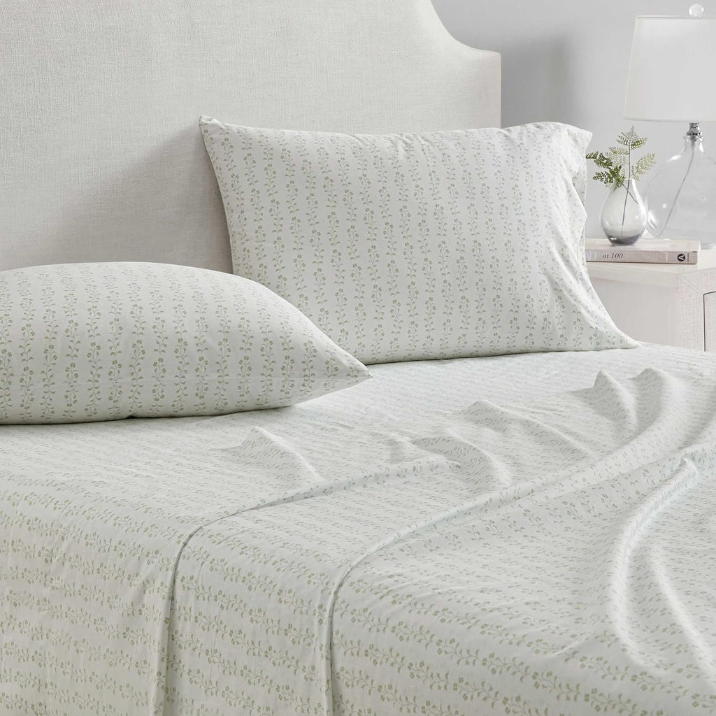 MarthaStewart Martha Stewart - Queen Size Sheets Set, Crisp & Tailored Cooling Sheets w/a Naturally Smooth Cotton Percale Lightweight Feel…