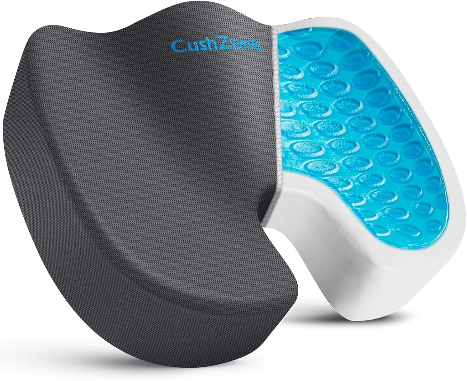 CushZone Office Chair Seat Cushion, Cooling Gel Enhanced Memory Foam Cushion for Long Sitting - Back, Sciatica, Coccyx, Tailbone Pillow - f…