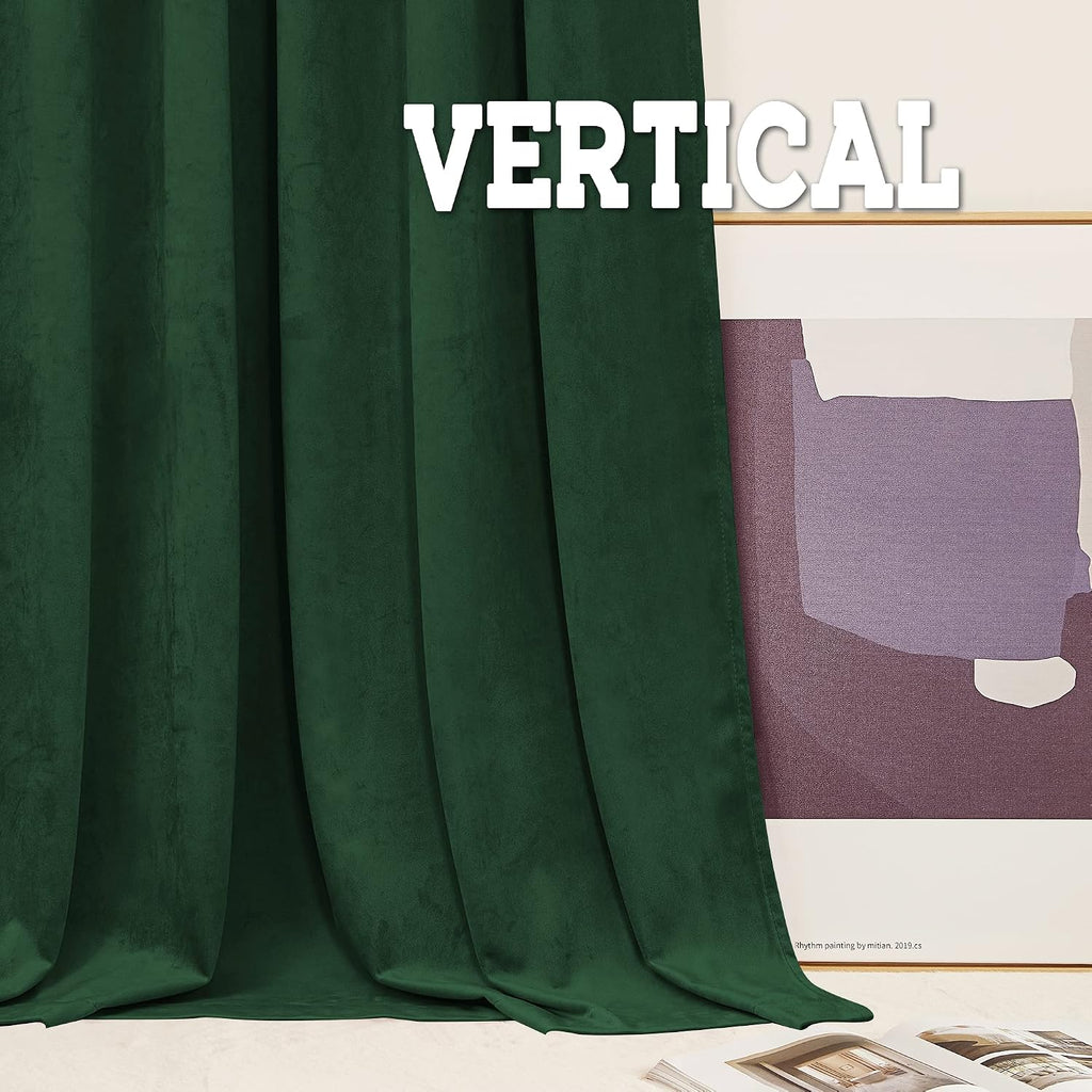 Rybhome RYB HOME Hunter Green Velvet Curtains for Bedroom Living Room, Thermal Insulated Privacy UV Heat Blocking Luxurious Soft Rod Pocket…