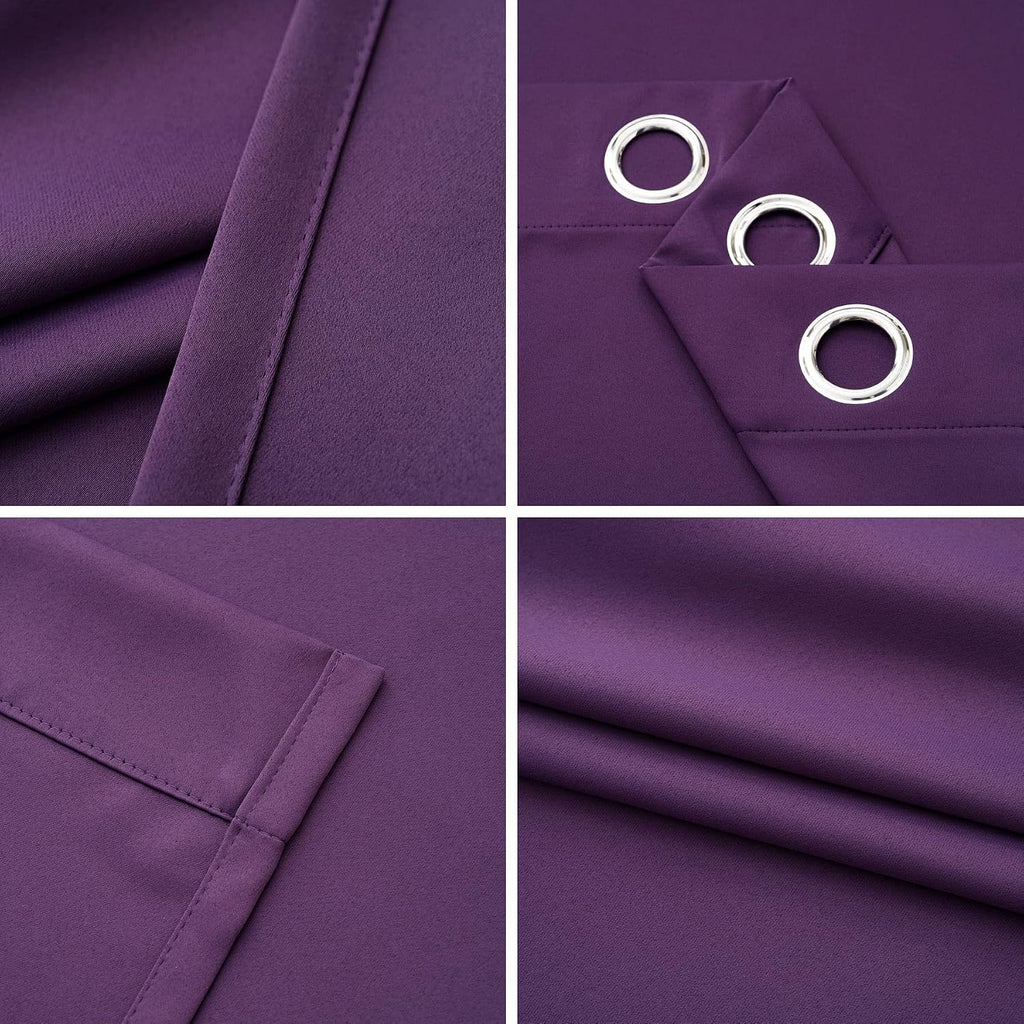 Pickluc Purple Blackout Curtains with Grommet 96 Inches Long 2 Panels, Light Blocking Window Drapes for Living Room, Thermal Insulated, Noi…