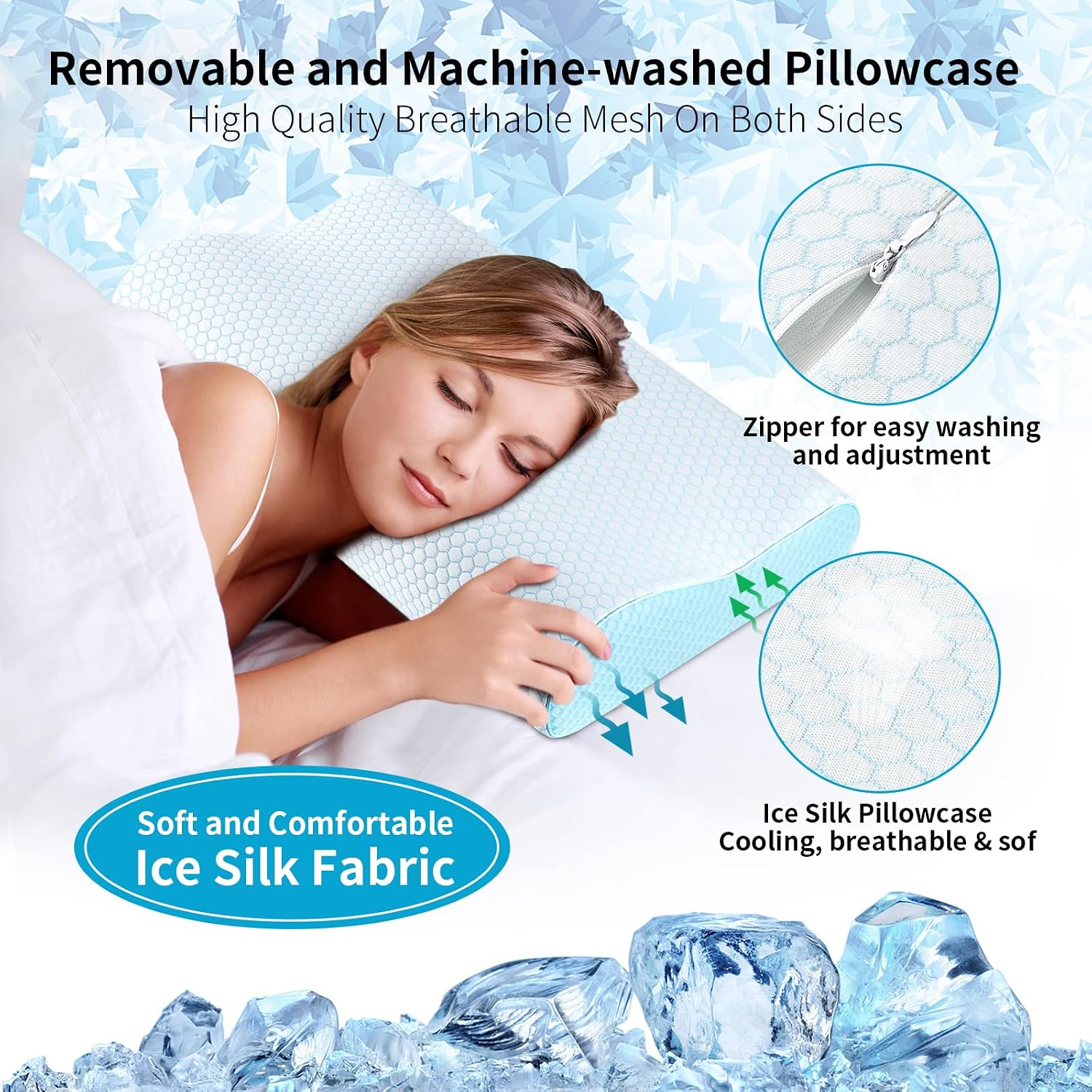 Ylekto Memory Foam Pillows Neck Pillow for Sleeping, Ergonomic Cervical Pillow Bed Pillow for Side Back Stomach Sleeper, Orthopedic Contour…