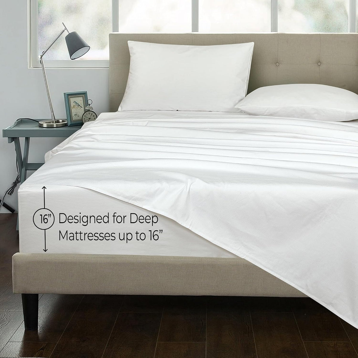 Royalelinens ROYALE LINENS 300 Thread Count 100% Long Staple Combed Cotton Stripe Sheet Set - 4 Piece Full Bed Sheets - 1 Fitted, 1 Flat, 2…
