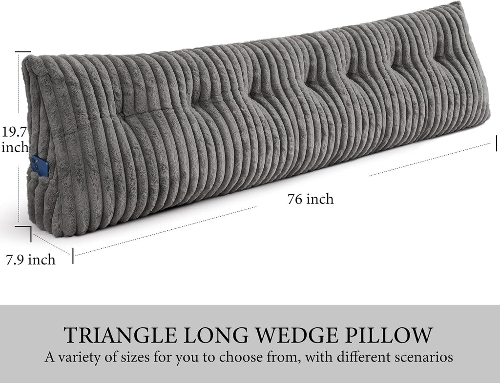 Headboard Pillow King, Triangular Wedge Pillow Headboard King, Cushion Headboards Reading Pillows, Backrest Pillows for Sitting in Bed or…