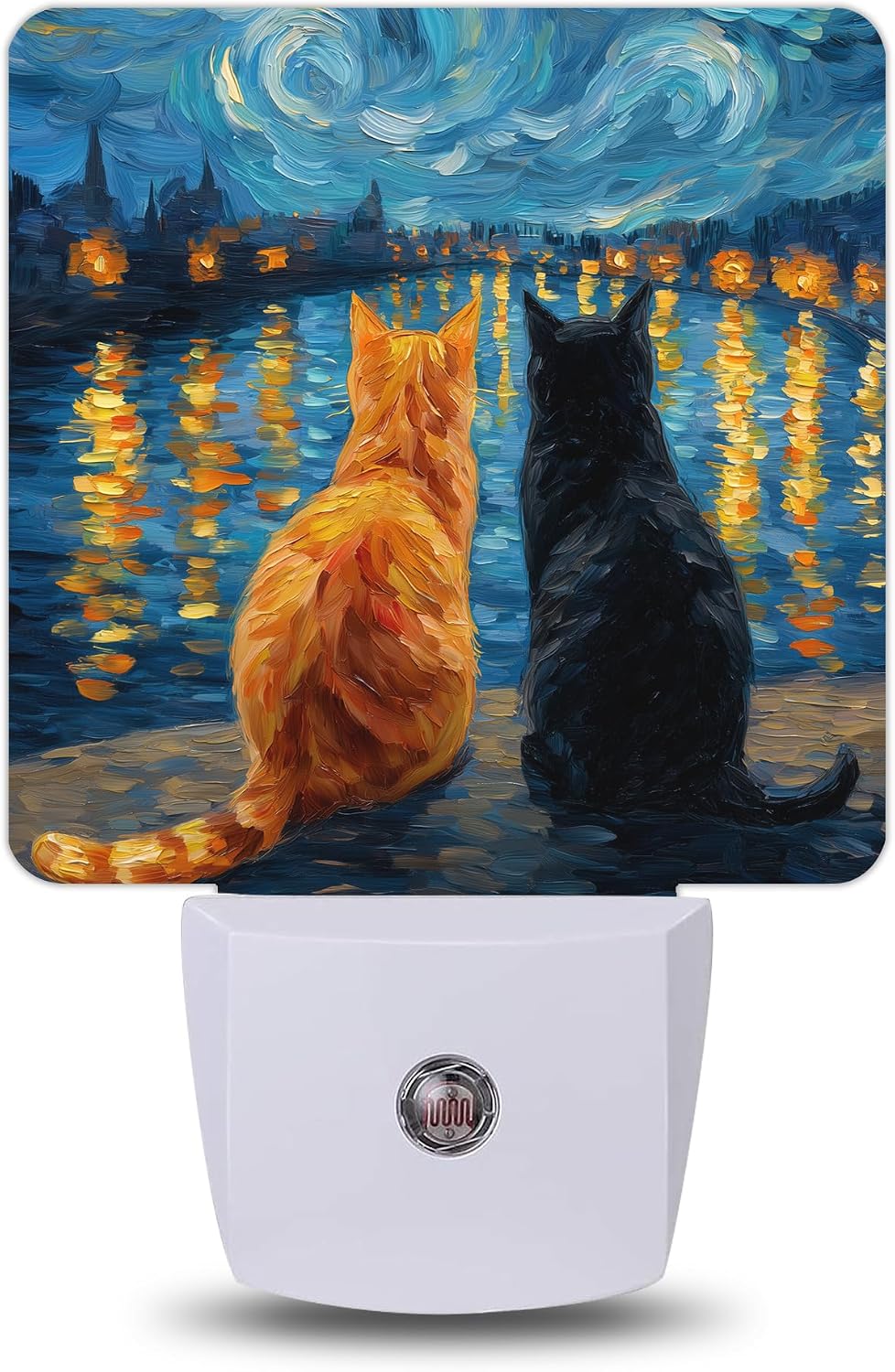 Starry Night Cats Night Lights Plug into Wall, Night Light with Dusk to Dawn Sensor for Bedroom Bathroom Kitchen Hallway Stairs…
